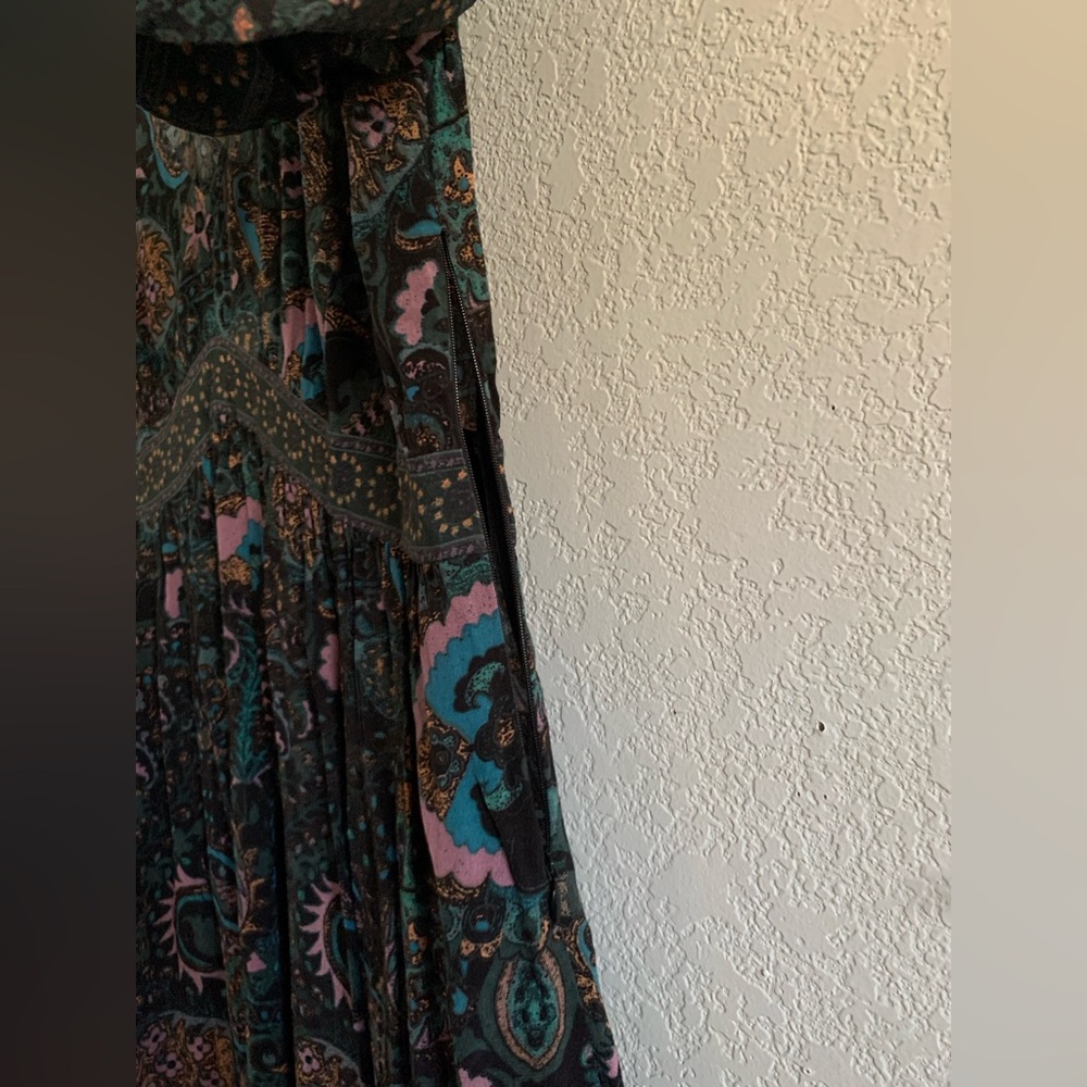 ba&sh Zelda Border Print Multicolor V-neck Dress Women’s Size 3 (US L) - Picture 3 of 11